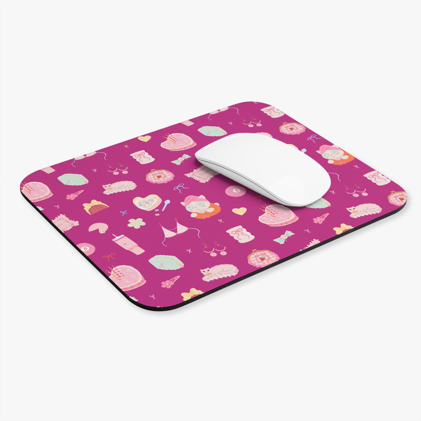 Just a Girl Whimsical Mouse Pad, Cute Desk Accessory, Pastel Office Decor, Gift for Her, Fun Workspace