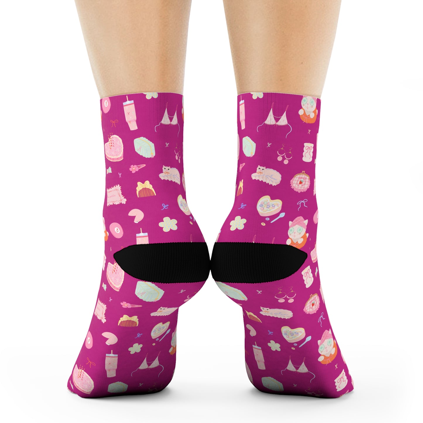 Just a Girl Cute Patterned Crew Socks, Fun Gift for Her, Colorful Novelty Socks, Festive Apparel, Perfect for Cozy Days, Women's Sock Gift