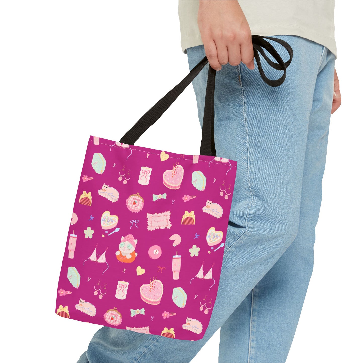 Just a Girl Cute Illustrated Tote Bag, Perfect for Gifts, Shopping, Beach, Festivals, Crafting