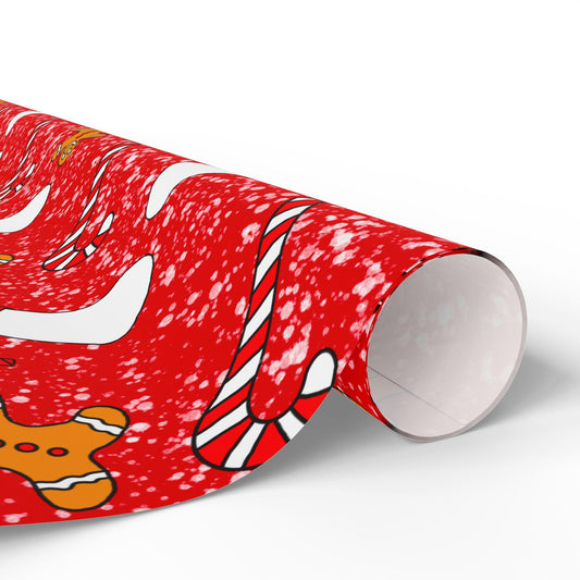 Gingerbread candy cane hand drawn Christmas Wrapping Papers - Tomes and Troves