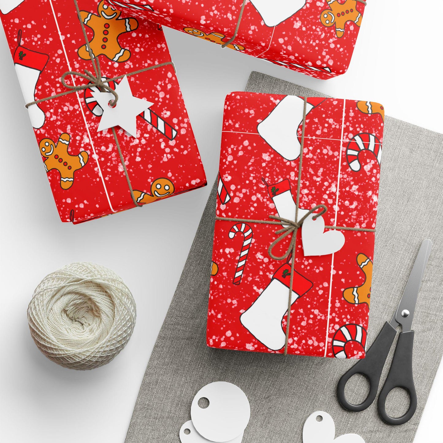Gingerbread candy cane hand drawn Christmas Wrapping Papers - Tomes and Troves