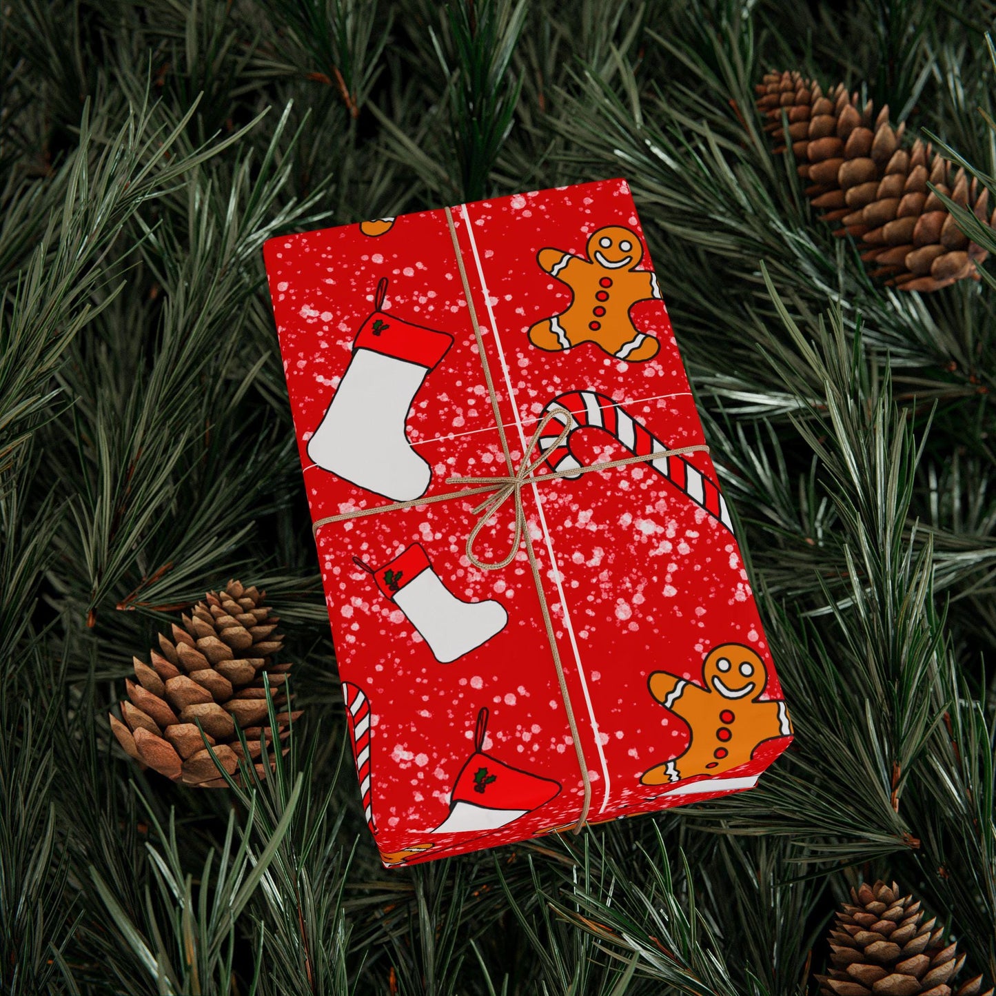 Gingerbread candy cane hand drawn Christmas Wrapping Papers - Tomes and Troves