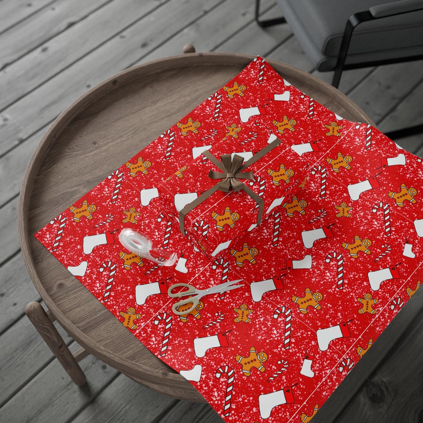 Gingerbread candy cane hand drawn Christmas Wrapping Papers - Tomes and Troves