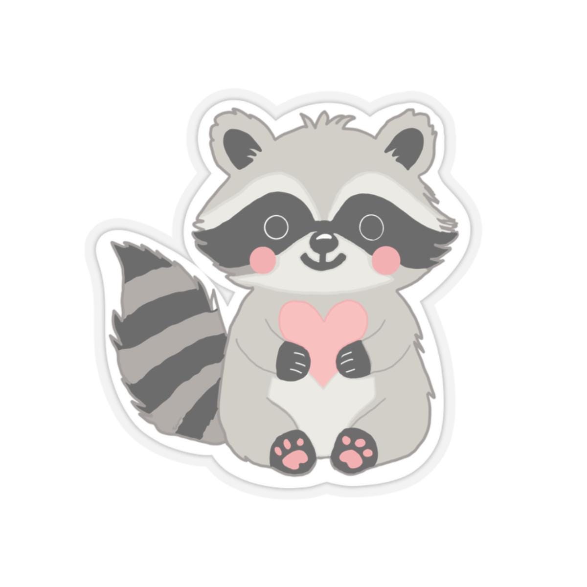 Raccoon Heart hand drawn Stickers, Cute Animal Stickers, Laptop Decals, Vinyl Sticker Pack, Planner Accessories, Scrapbook Supplies - Tomes and Troves