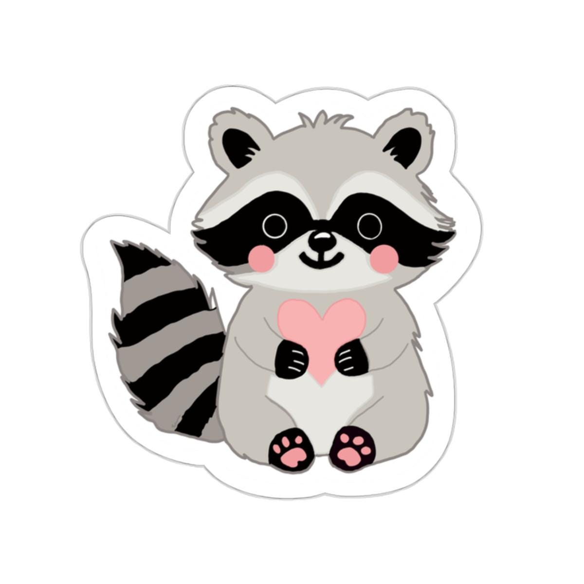 Raccoon Heart hand drawn Stickers, Cute Animal Stickers, Laptop Decals, Vinyl Sticker Pack, Planner Accessories, Scrapbook Supplies - Tomes and Troves