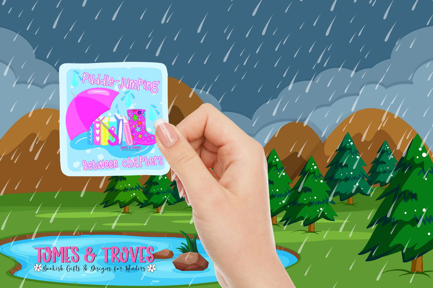 Rainy Day Puddle Jumping drawn Stickers, Cute Animal Stickers, Laptop Decals, Vinyl Sticker Pack, Planner Accessories, - Tomes and Troves