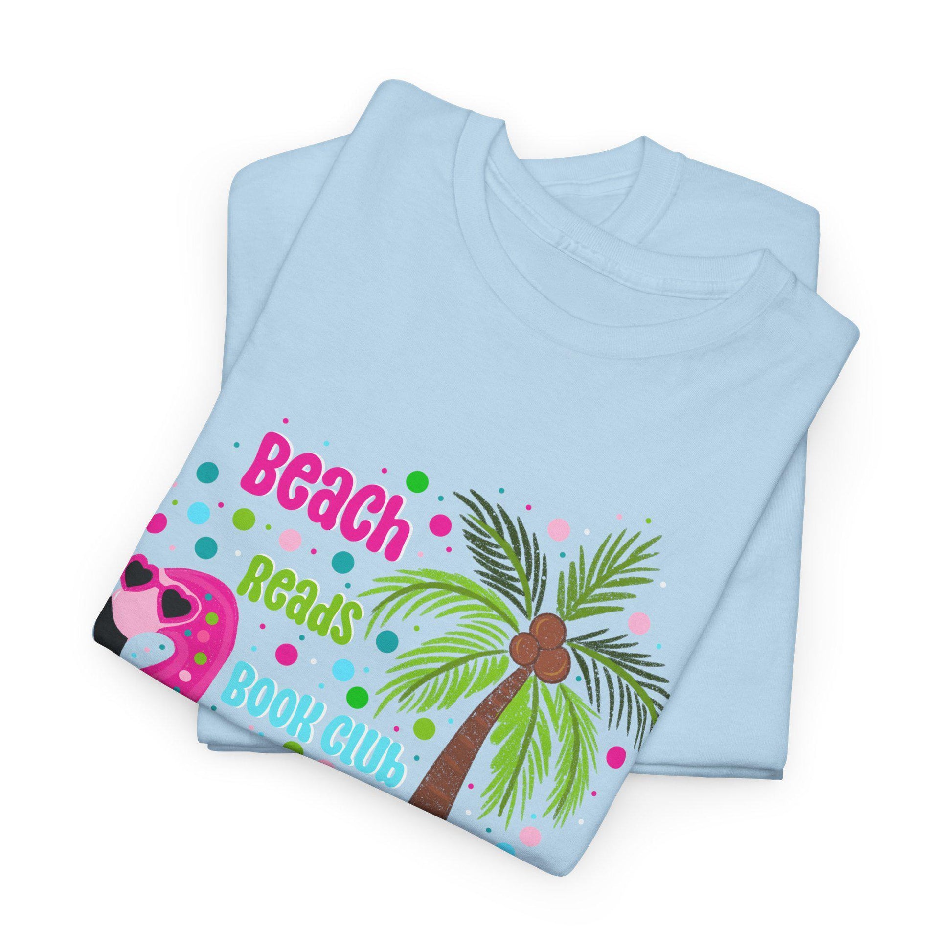 Beach Reads Book Club Unisex Heavy Cotton Tee, Summer Vibes Shirt, Book Lover Gift, Tropical Tee, Reading Club Apparel - Tomes and Troves