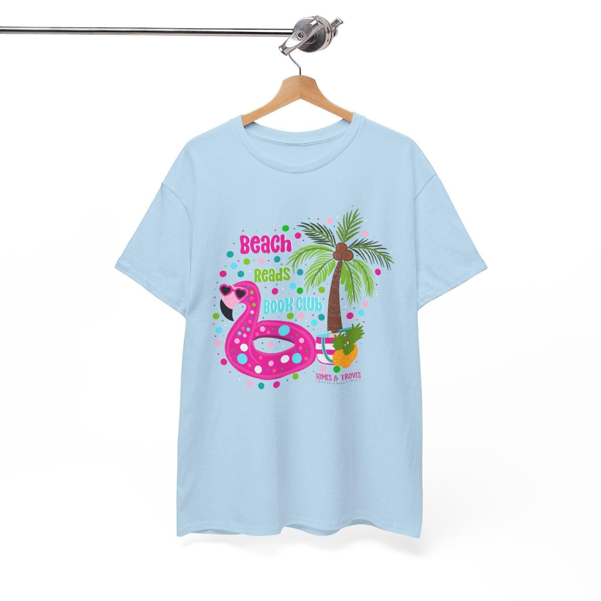 Beach Reads Book Club Unisex Heavy Cotton Tee, Summer Vibes Shirt, Book Lover Gift, Tropical Tee, Reading Club Apparel - Tomes and Troves