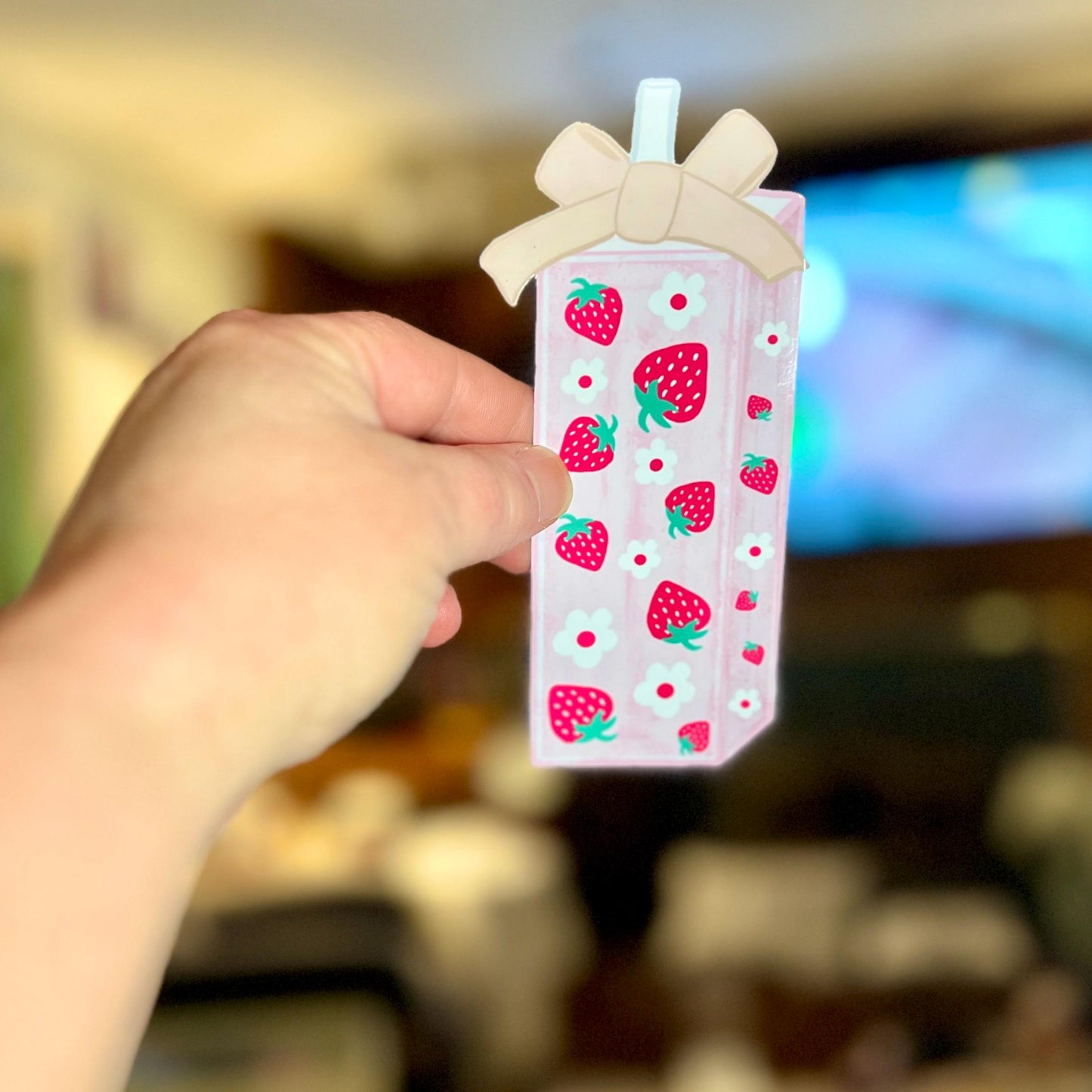 Strawberry Pillar Candle Bookmark | Glitter Laminated Bookmark | Fruit-Themed Book Accessory | Whimsical Strawberry Book Lover Gift | 2.6x6 - Tomes and Troves
