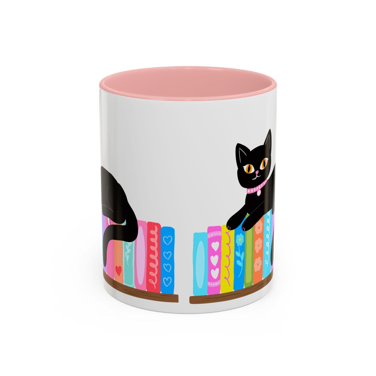 Black Cat Bookshelf Coffee Mug, Cute Cat Lover Gift, Cozy Home Decor, Cat-Themed Kitchenware, Bookworm Present, 11oz - Tomes and Troves