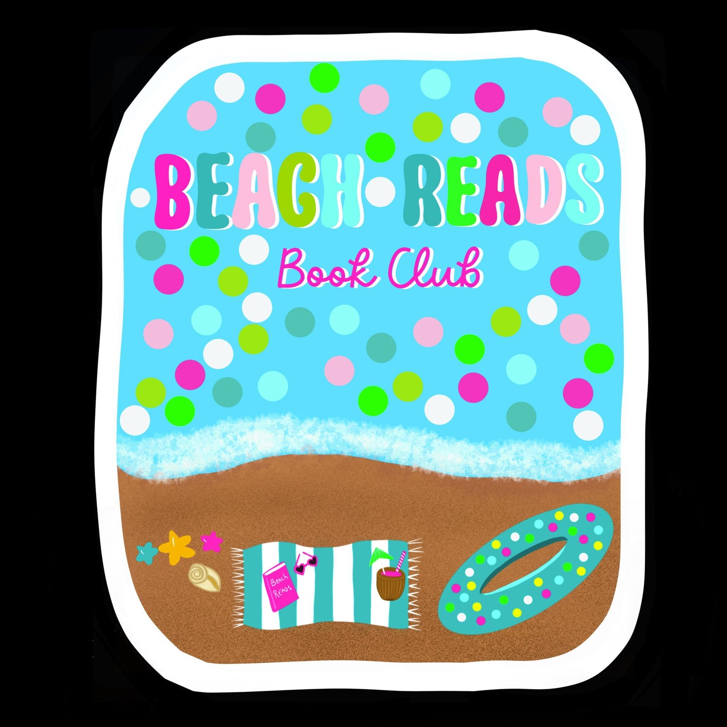 Beach reads book club hand drawn Stickers, Cute Animal Stickers, Laptop Decals, Vinyl Sticker Pack, Planner Accessories, - Tomes and Troves