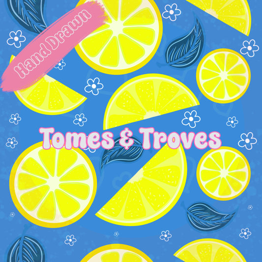 Lemon Print hand drawn original Fabric (Combed Cotton Prima) - Tomes and Troves