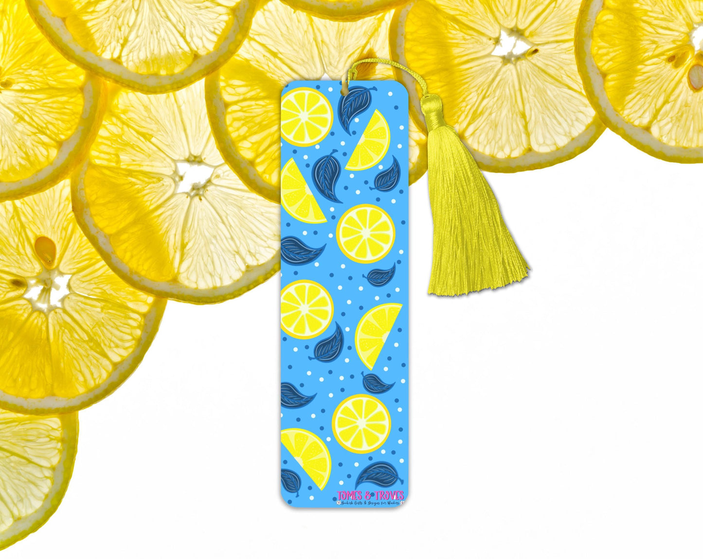 Lemon Mediterranean Bookmark Laminated Hand-Drawn Bookmark for Book Lovers bookish gift - Tomes and Troves