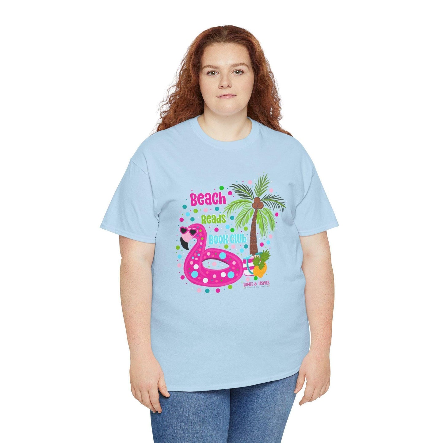 Beach Reads Book Club Unisex Heavy Cotton Tee, Summer Vibes Shirt, Book Lover Gift, Tropical Tee, Reading Club Apparel - Tomes and Troves
