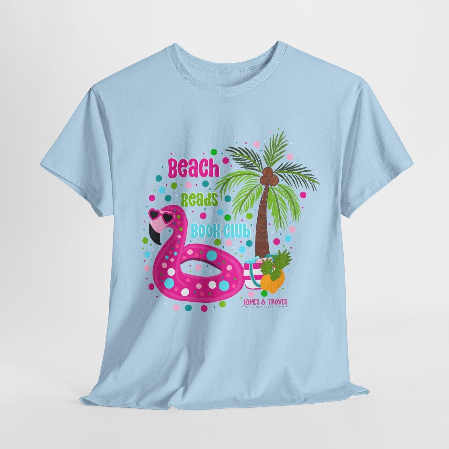 Beach Reads Book Club Unisex Heavy Cotton Tee, Summer Vibes Shirt, Book Lover Gift, Tropical Tee, Reading Club Apparel - Tomes and Troves