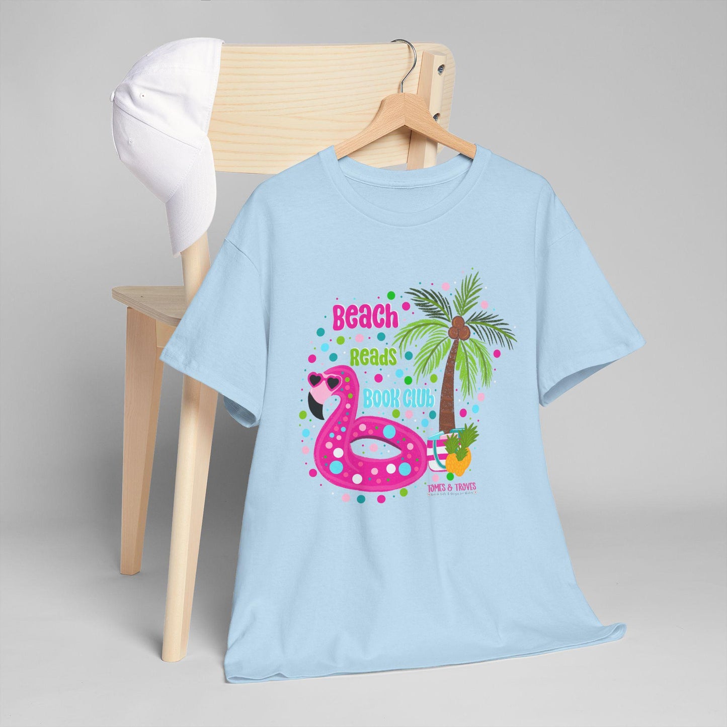 Beach Reads Book Club Unisex Heavy Cotton Tee, Summer Vibes Shirt, Book Lover Gift, Tropical Tee, Reading Club Apparel - Tomes and Troves