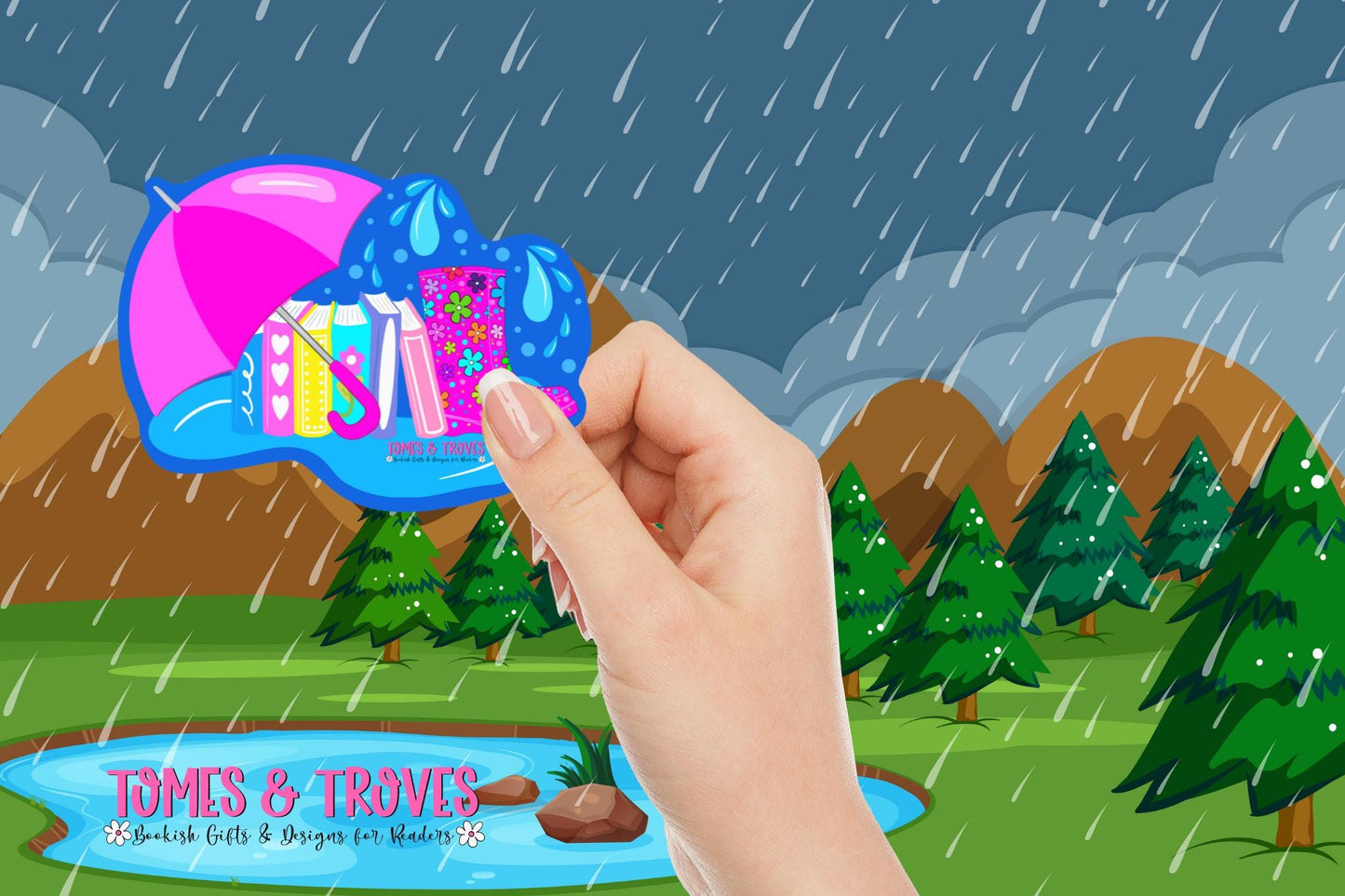 Rainy Day hand drawn Stickers, Cute Animal Stickers, Laptop Decals, Vinyl Sticker Pack, Planner Accessories, - Tomes and Troves