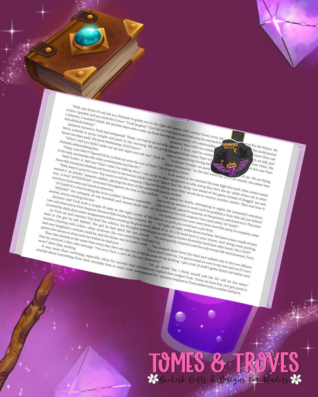 Romantasy Book Club magnetic Bookmark Laminated Hand-Drawn Bookmark for Book Lovers bookish gift - Tomes and Troves