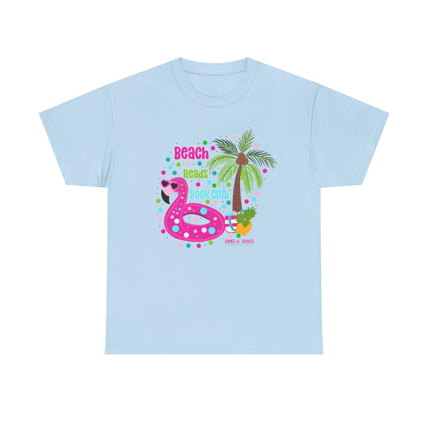 Beach Reads Book Club Unisex Heavy Cotton Tee, Summer Vibes Shirt, Book Lover Gift, Tropical Tee, Reading Club Apparel - Tomes and Troves