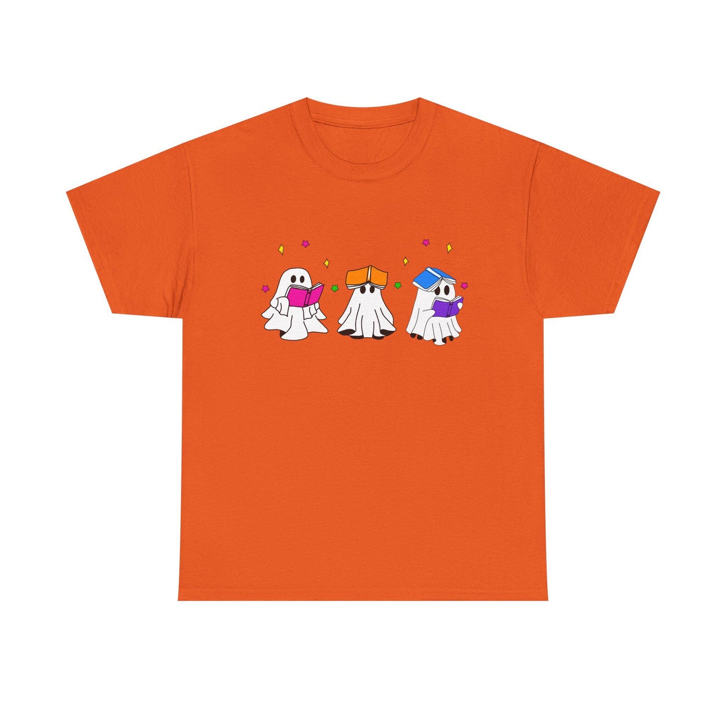 Cute hand drawn bookish Ghosts Unisex Tee, Bookish T-Shirt, Halloween Shirt, Literary Spirits Top, Ghostly Cotton Tee - Tomes and Troves