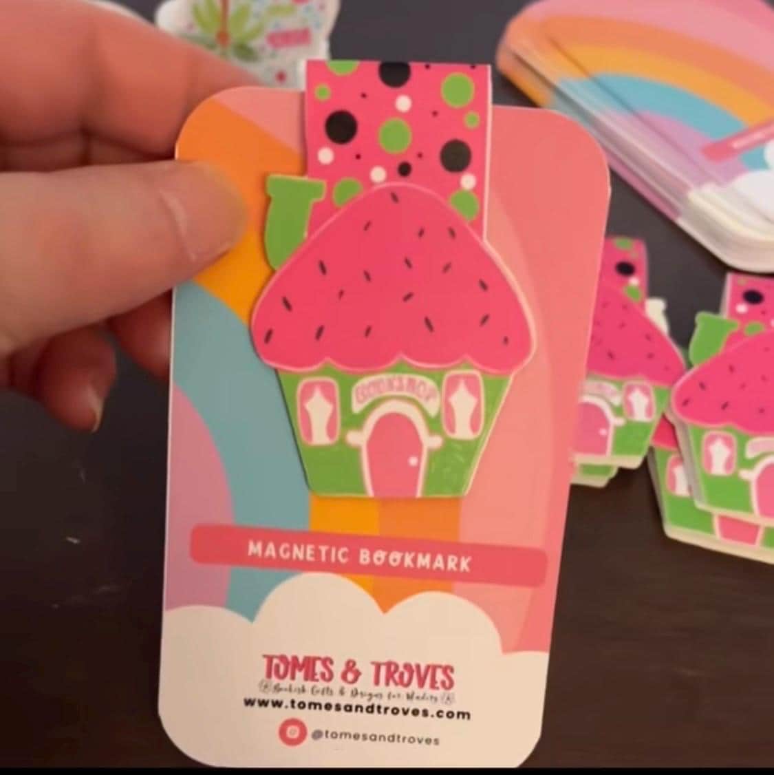 Strawberry Library Magnetic Bookmark - Tomes and Troves
