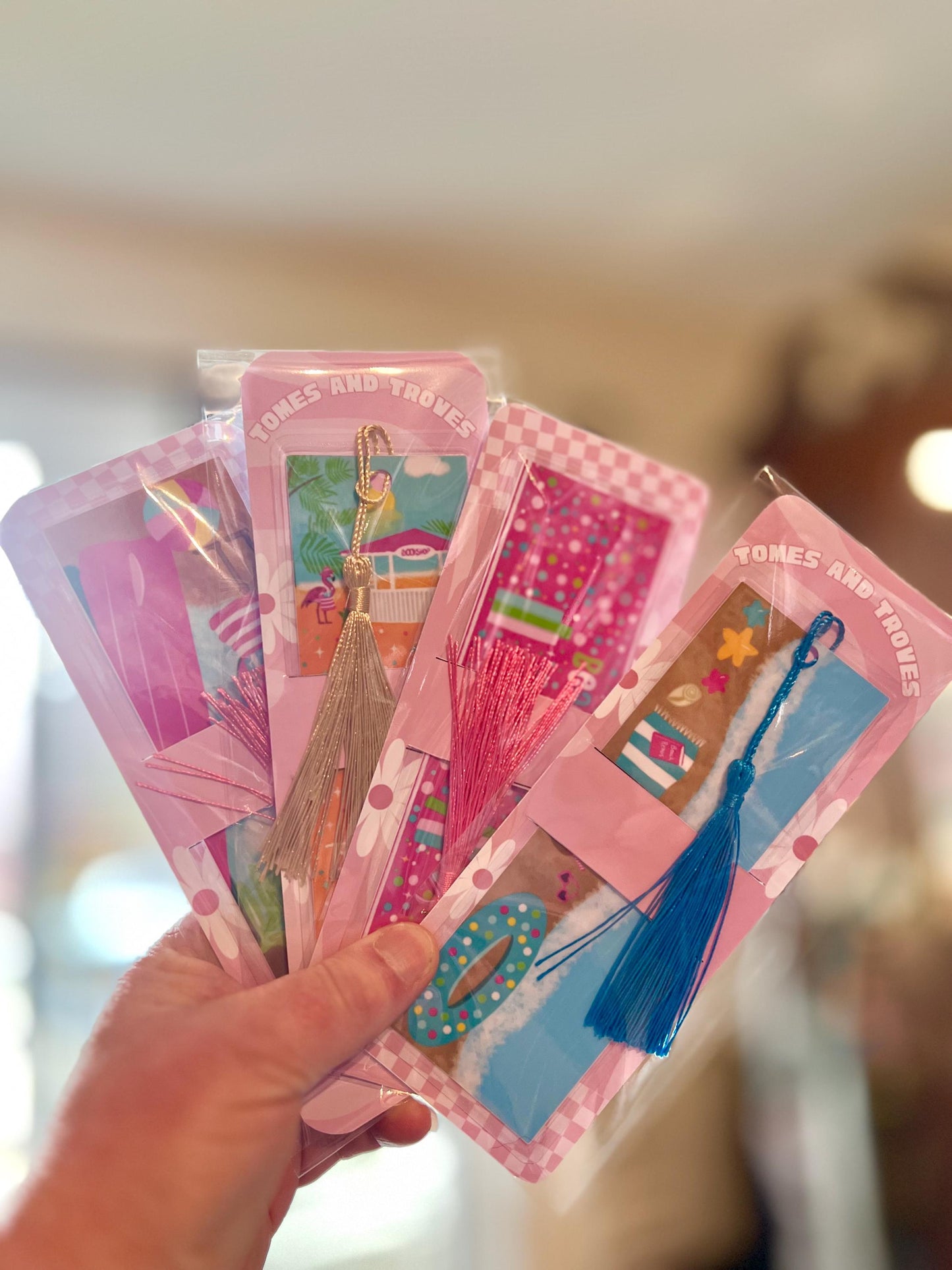 Beach Reads Bookmark set of 4 Laminated Hand-Drawn Bookmark for Book Lovers bookish gift - Tomes and Troves