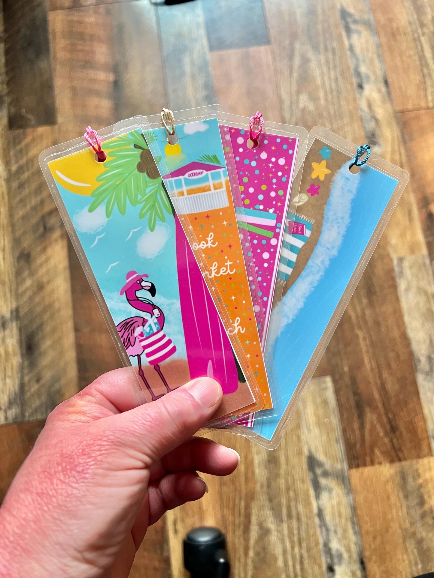 Beach Reads Bookmark set of 4 Laminated Hand-Drawn Bookmark for Book Lovers bookish gift - Tomes and Troves