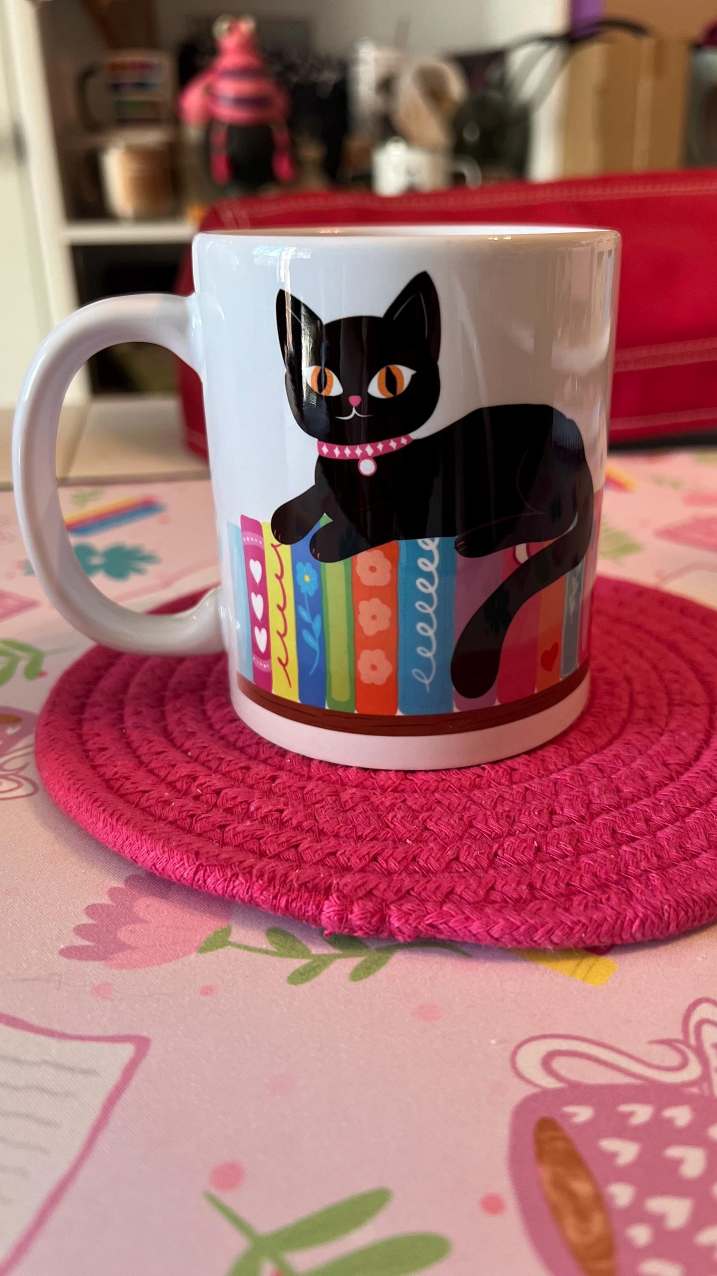 Black Cat Bookshelf Coffee Mug, Cute Cat Lover Gift, Cozy Home Decor, Cat-Themed Kitchenware, Bookworm Present, 11oz - Tomes and Troves