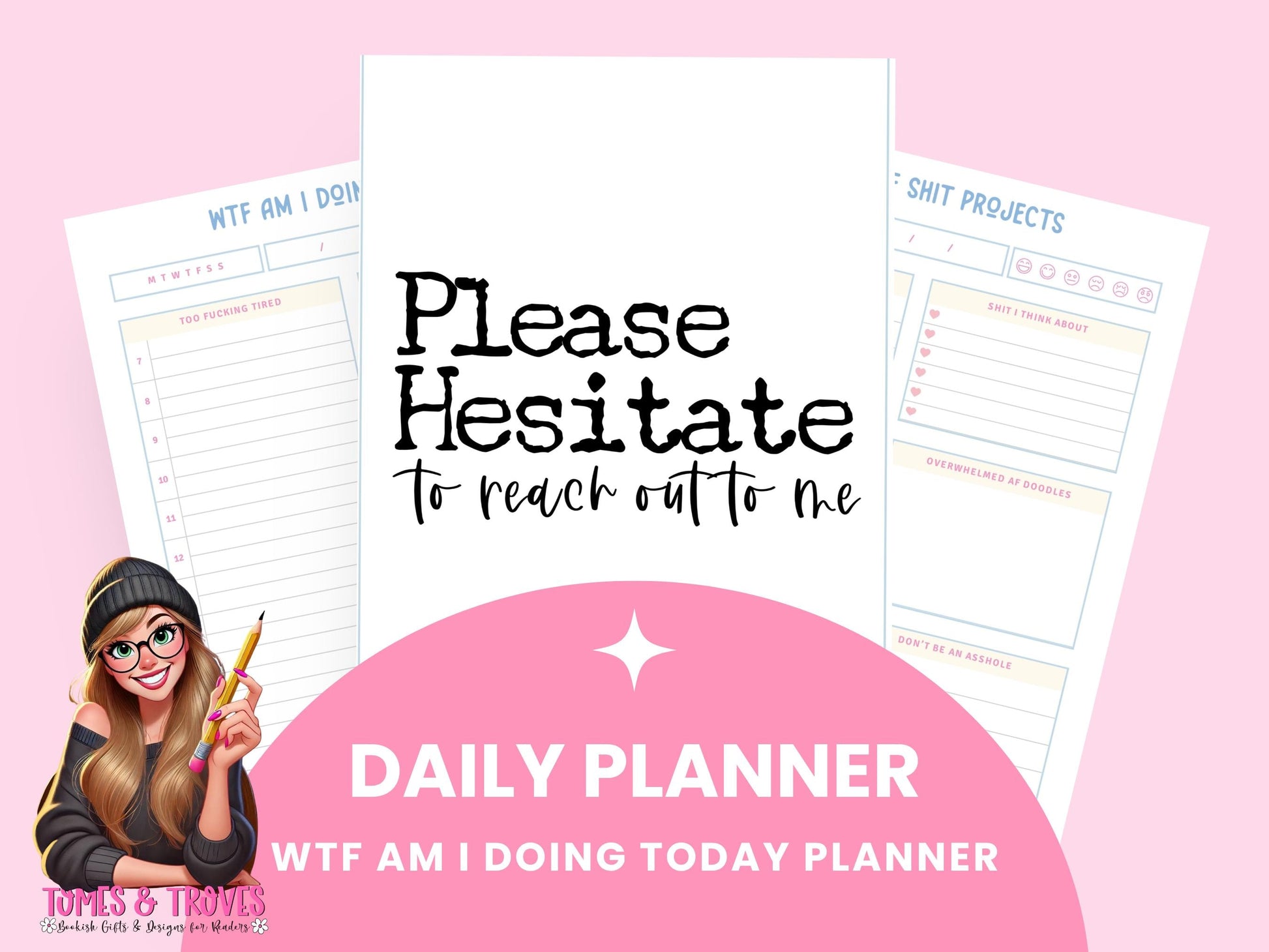 WTF am I Doing Today Planner – Funny Undated Daily Planner | Mental Health Organizer, Sarcastic Productivity Journal, Overwhelmed To-Do List - Tomes and Troves