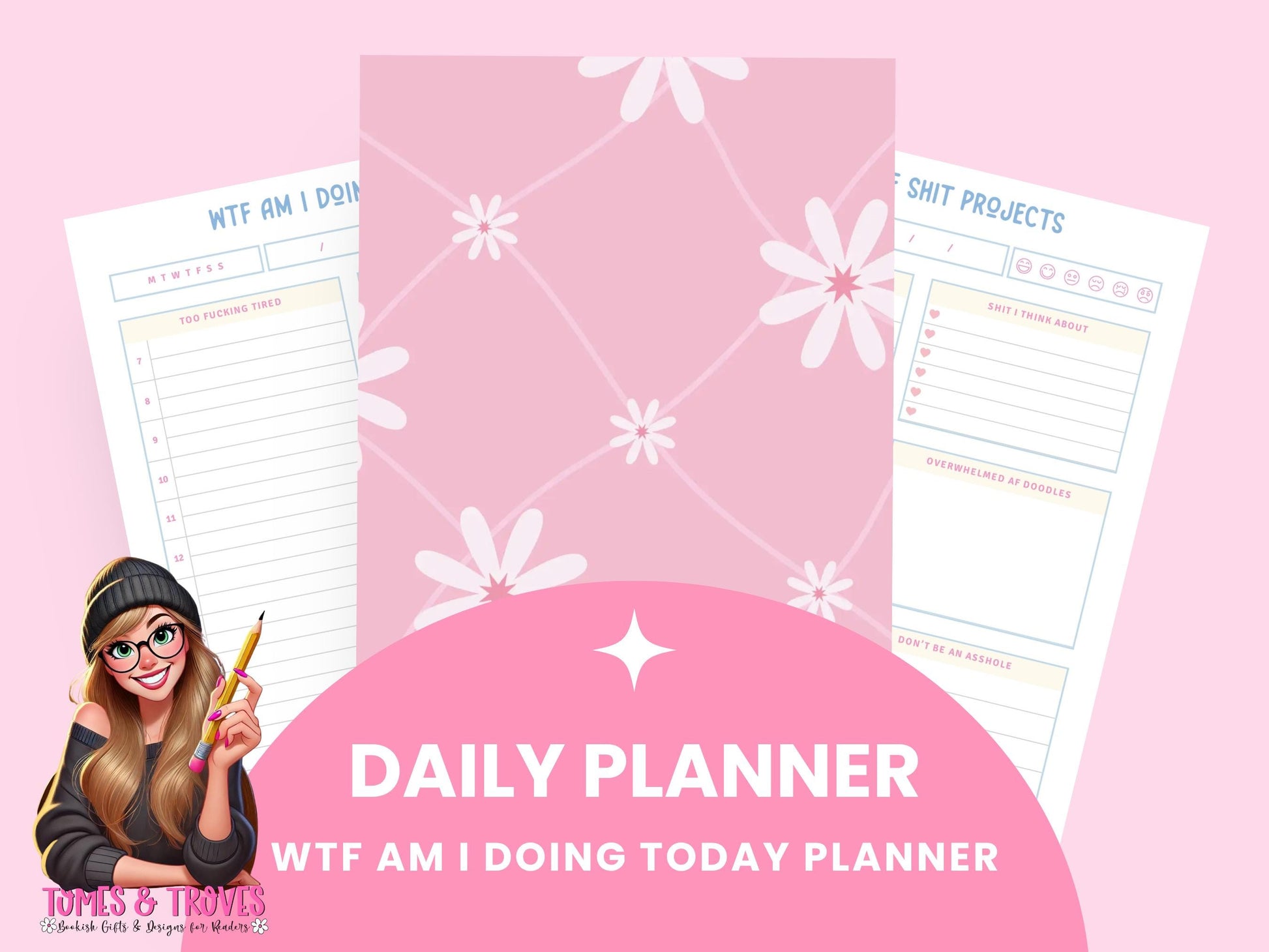 WTF am I Doing Today Planner – Funny Undated Daily Planner | Mental Health Organizer, Sarcastic Productivity Journal, Overwhelmed To-Do List - Tomes and Troves