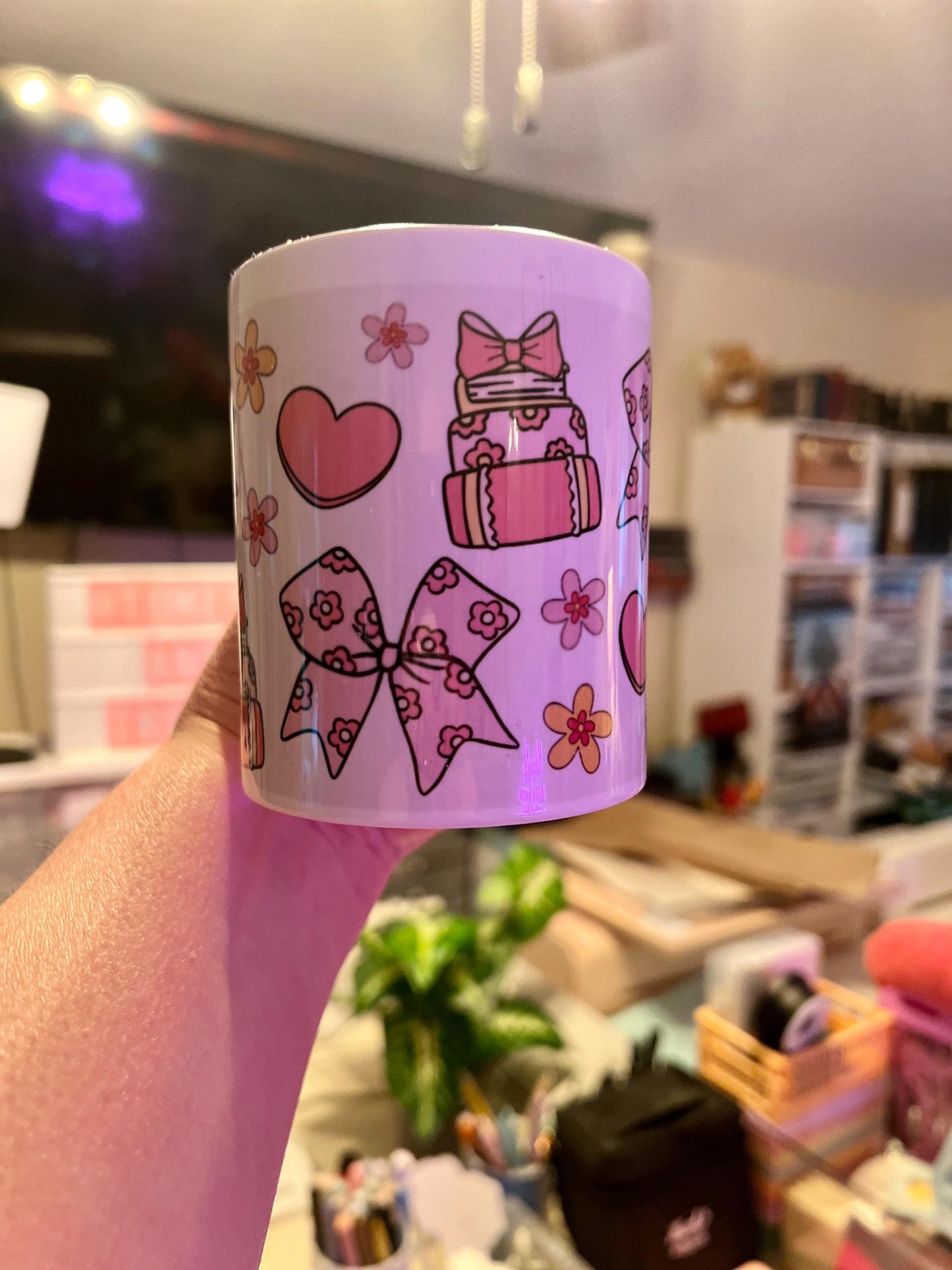 Sweet Bows & Cozy Vibes Sublimation Mug Bookworm Present, 11oz - Tomes and Troves
