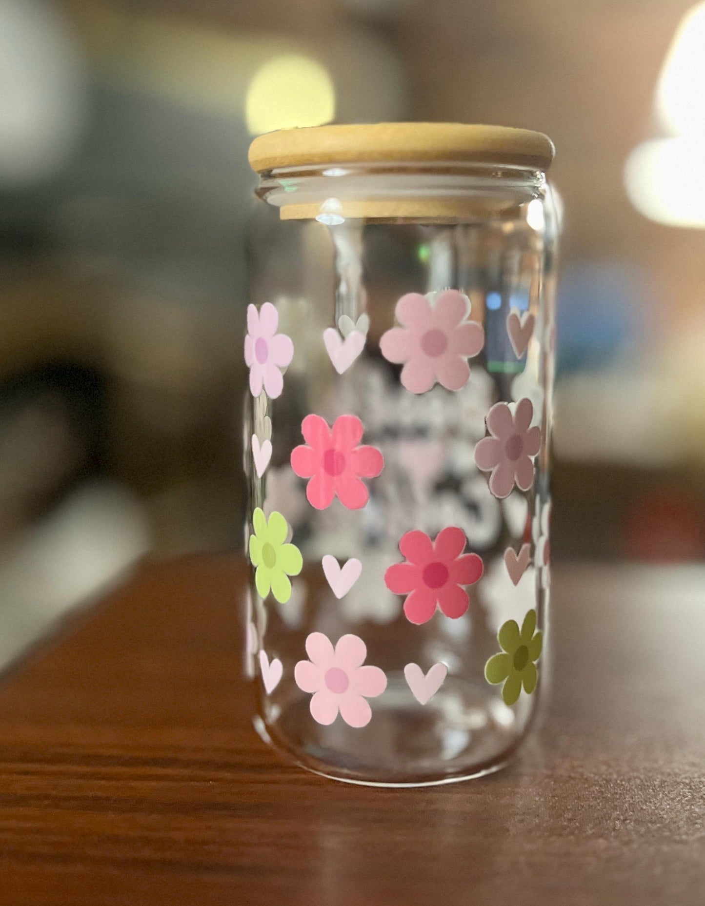 Books and Coffee Glass Storage Jar | Cute Flower Heart Bookish Kitchen Decor | Airtight Bamboo Lid | Gift for Readers & Coffee Lovers - Tomes and Troves