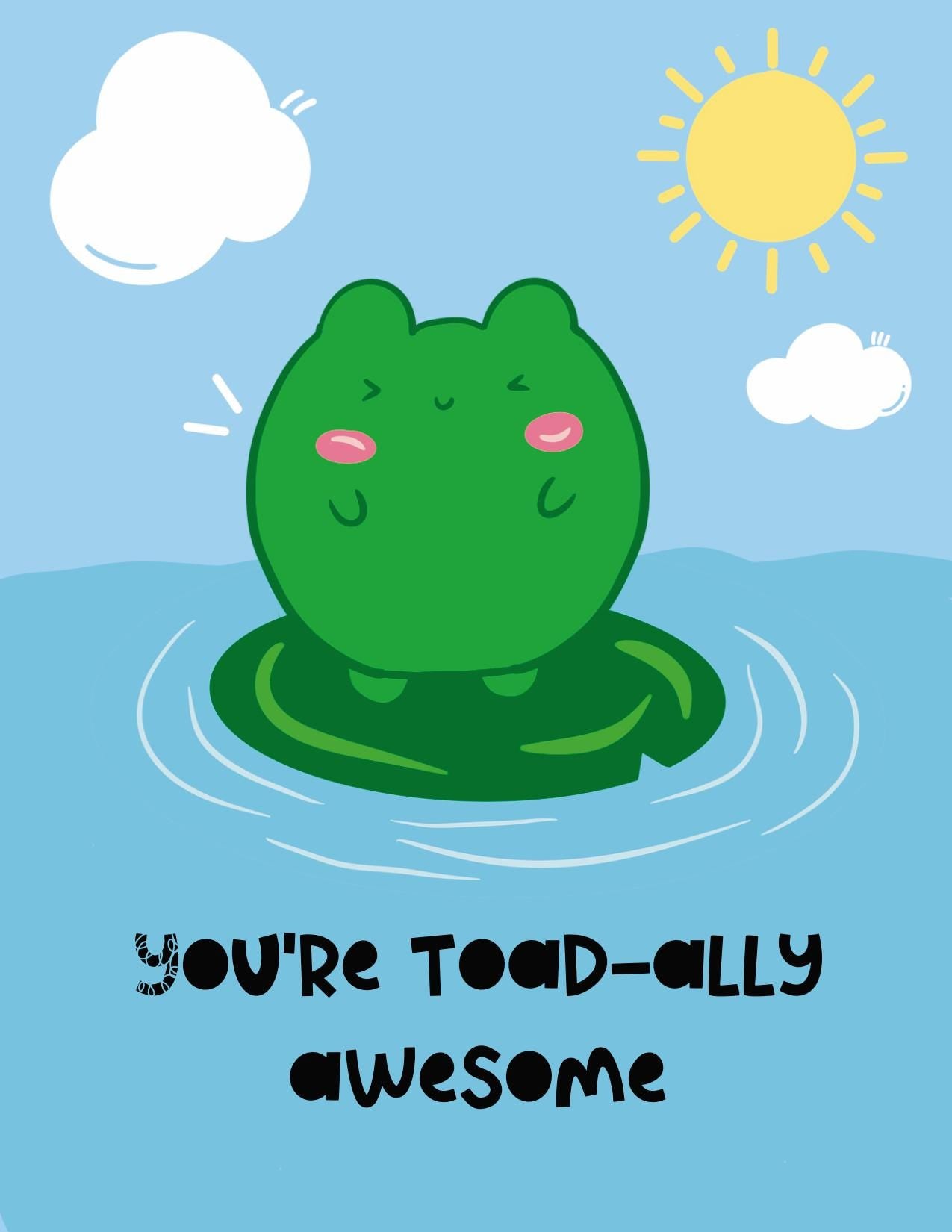 Youre Toad-ally Awesome Frog Pun Greeting Card  Cute Amphibian Card for Friends, Encouragement, or Just Because - Tomes and Troves