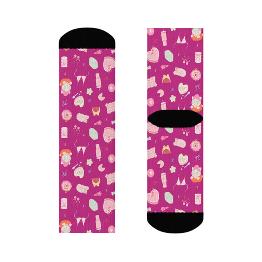 Just a Girl Cute Patterned Crew Socks, Fun Gift for Her, Colorful Novelty Socks, Festive Apparel, Perfect for Cozy Days, Women's Sock Gift