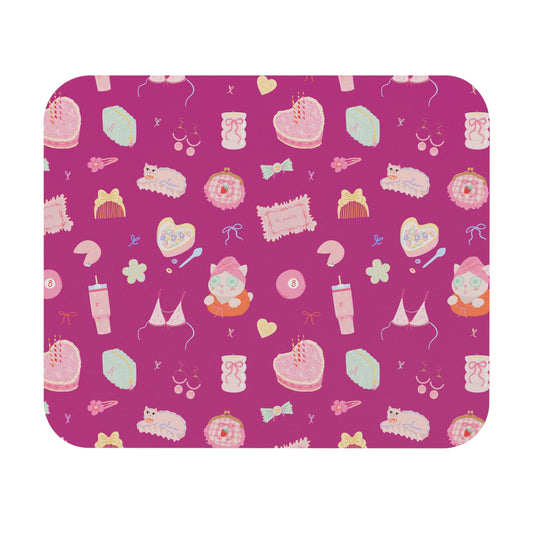 Just a Girl Whimsical Mouse Pad, Cute Desk Accessory, Pastel Office Decor, Gift for Her, Fun Workspace