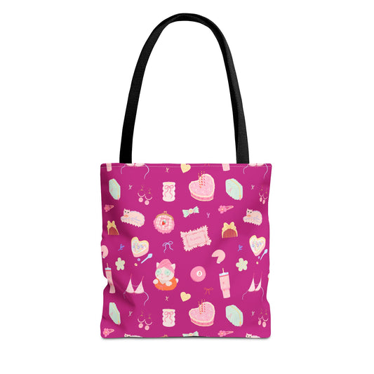 Just a Girl Cute Illustrated Tote Bag, Perfect for Gifts, Shopping, Beach, Festivals, Crafting