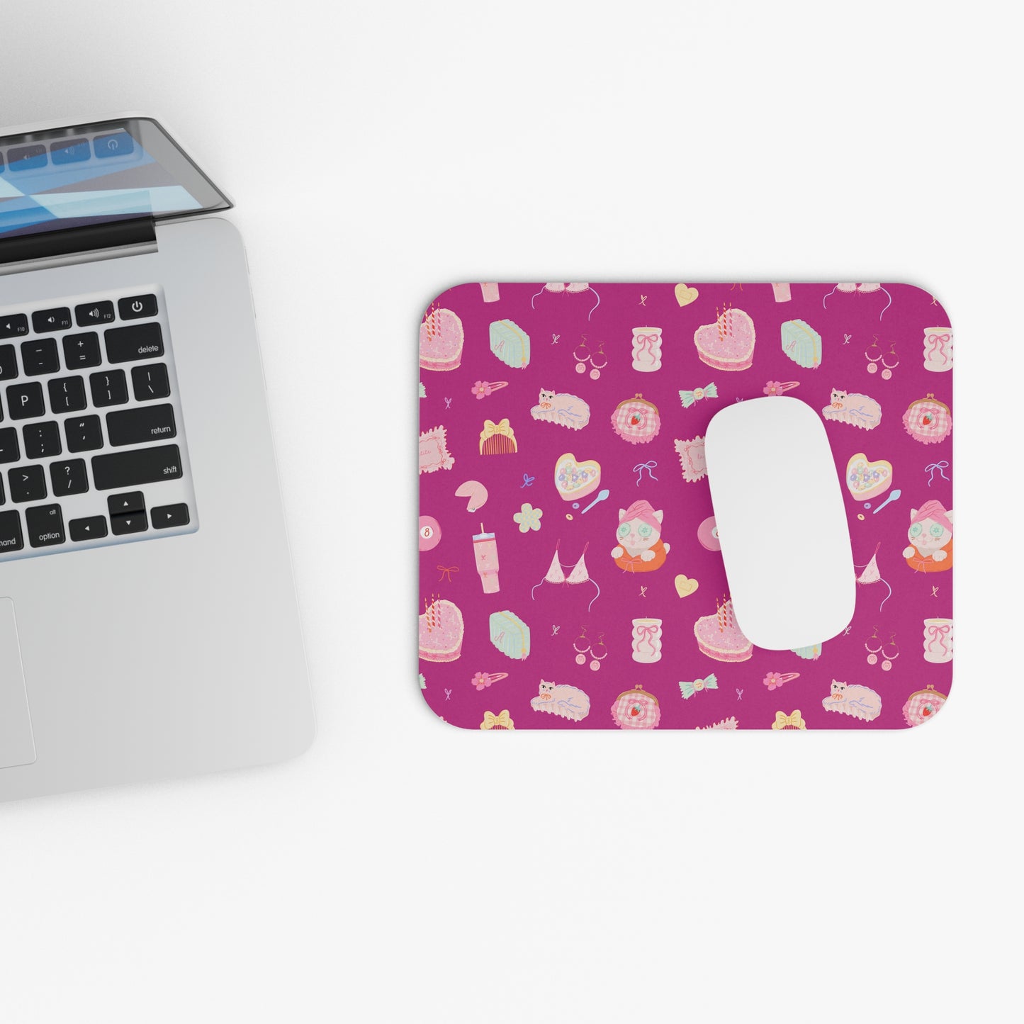 Just a Girl Whimsical Mouse Pad, Cute Desk Accessory, Pastel Office Decor, Gift for Her, Fun Workspace