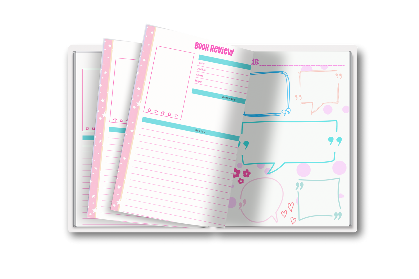 Carnet de coloriage personnalisé citations de livres, fait main, dessiné à la main, sans pages de critique