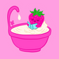 Berry Sweet Escape  Strawberry in Whipped Cream Bathtub Art Print