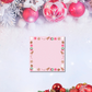 Pink Christmas sticky note pad with gingerbread, candy cane, and snowflake border — Tomes & Troves
