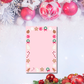 Pink Christmas notepad with gingerbread, candy cane, and holiday cookie border — Tomes & Troves