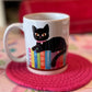 Black Cat Bookshelf Coffee Mug, Cute Cat Lover Gift, Cozy Home Decor, Cat-Themed Kitchenware, Bookworm Present, 11oz - Tomes and Troves