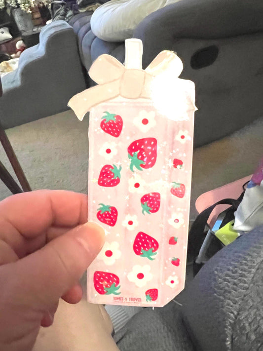 Strawberry Pillar Candle Bookmark | Glitter Laminated Bookmark | Fruit-Themed Book Accessory | Whimsical Strawberry Book Lover Gift | 2.6x6 - Tomes and Troves