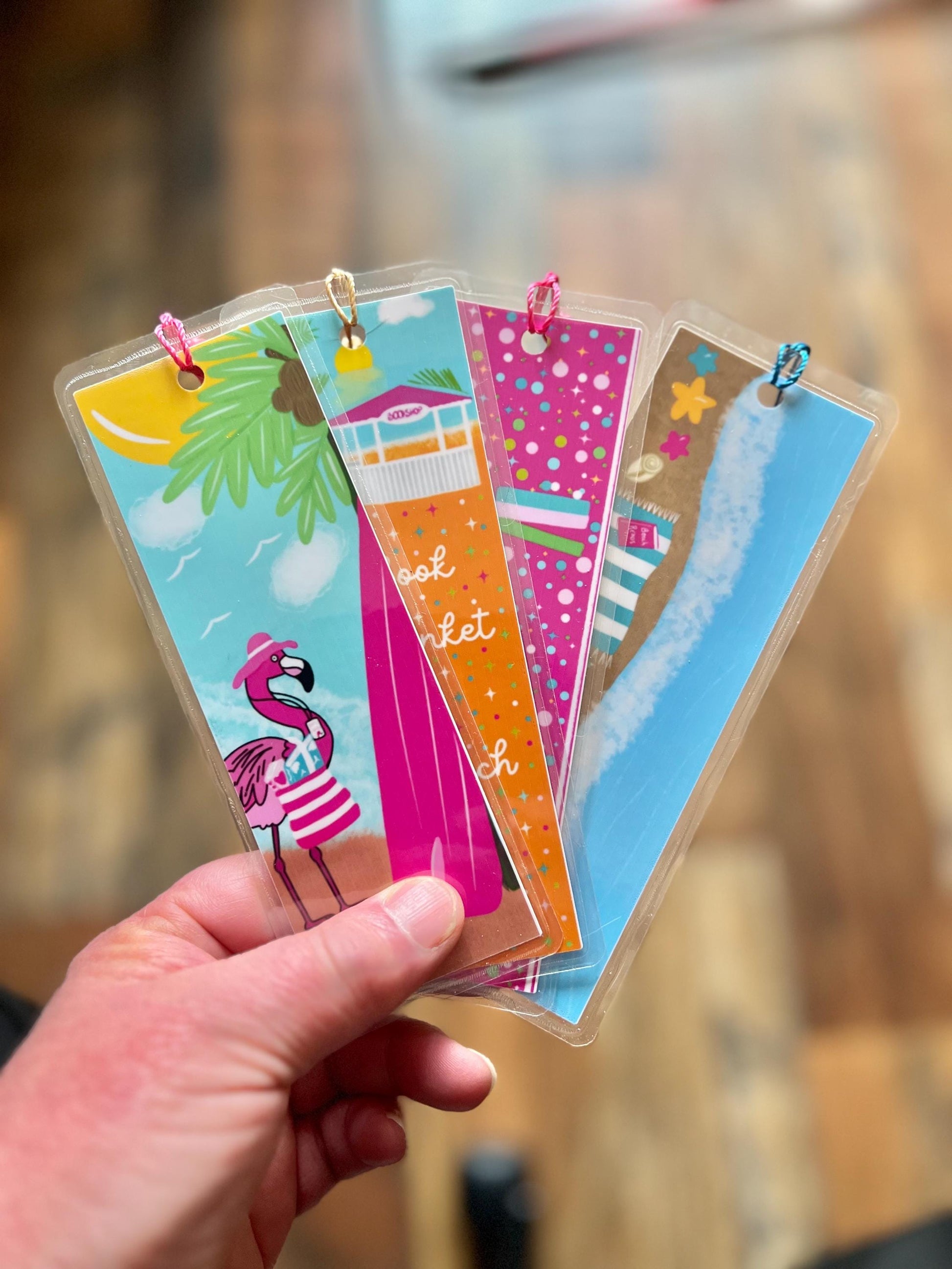 Beach Reads Bookmark set of 4 Laminated Hand-Drawn Bookmark for Book Lovers bookish gift - Tomes and Troves