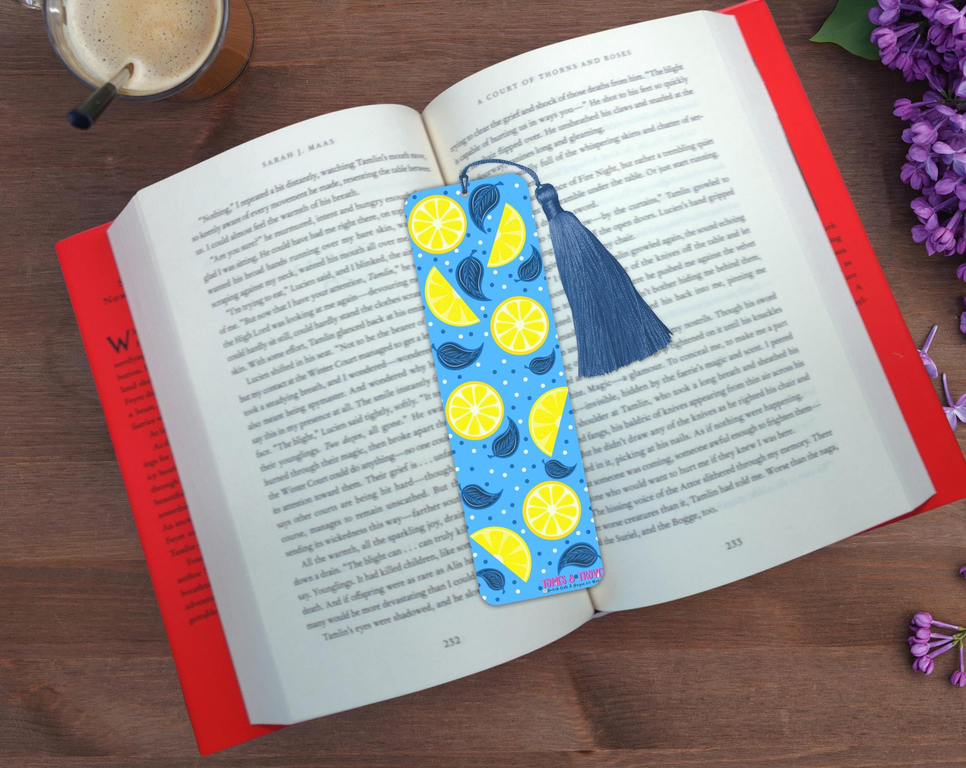 Lemon Mediterranean Bookmark Laminated Hand-Drawn Bookmark for Book Lovers bookish gift - Tomes and Troves