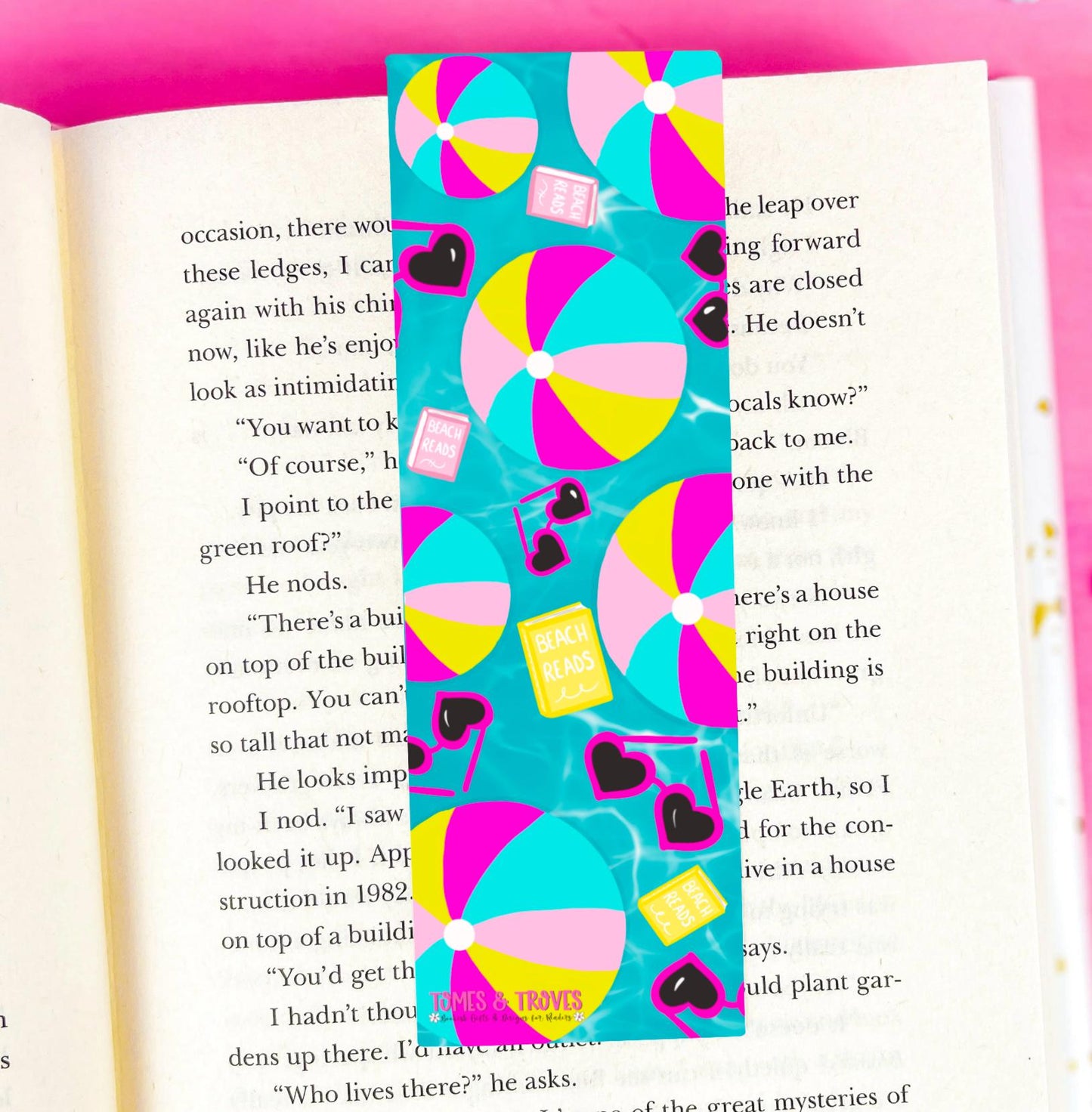 Bookmark set of 4 Laminated Hand-Drawn Beachy bookish Bookmark for Book Lovers bookish gift - Tomes and Troves