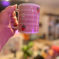 Strawberry Fields Mug – 11 oz Ceramic Mug with Hand-Drawn Pink Plaid, Strawberries & Daisies - Tomes and Troves