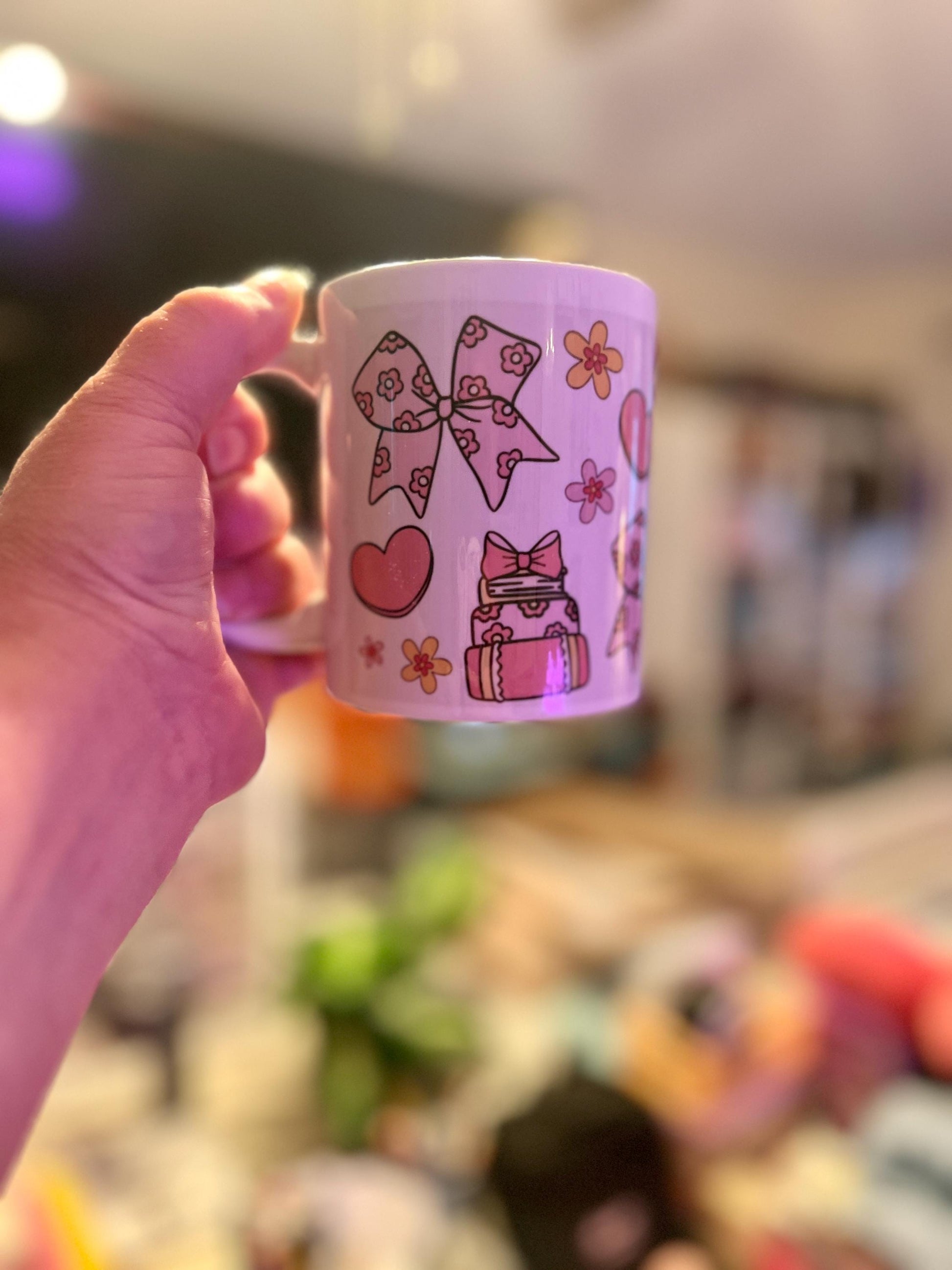 Sweet Bows & Cozy Vibes Sublimation Mug Bookworm Present, 11oz - Tomes and Troves