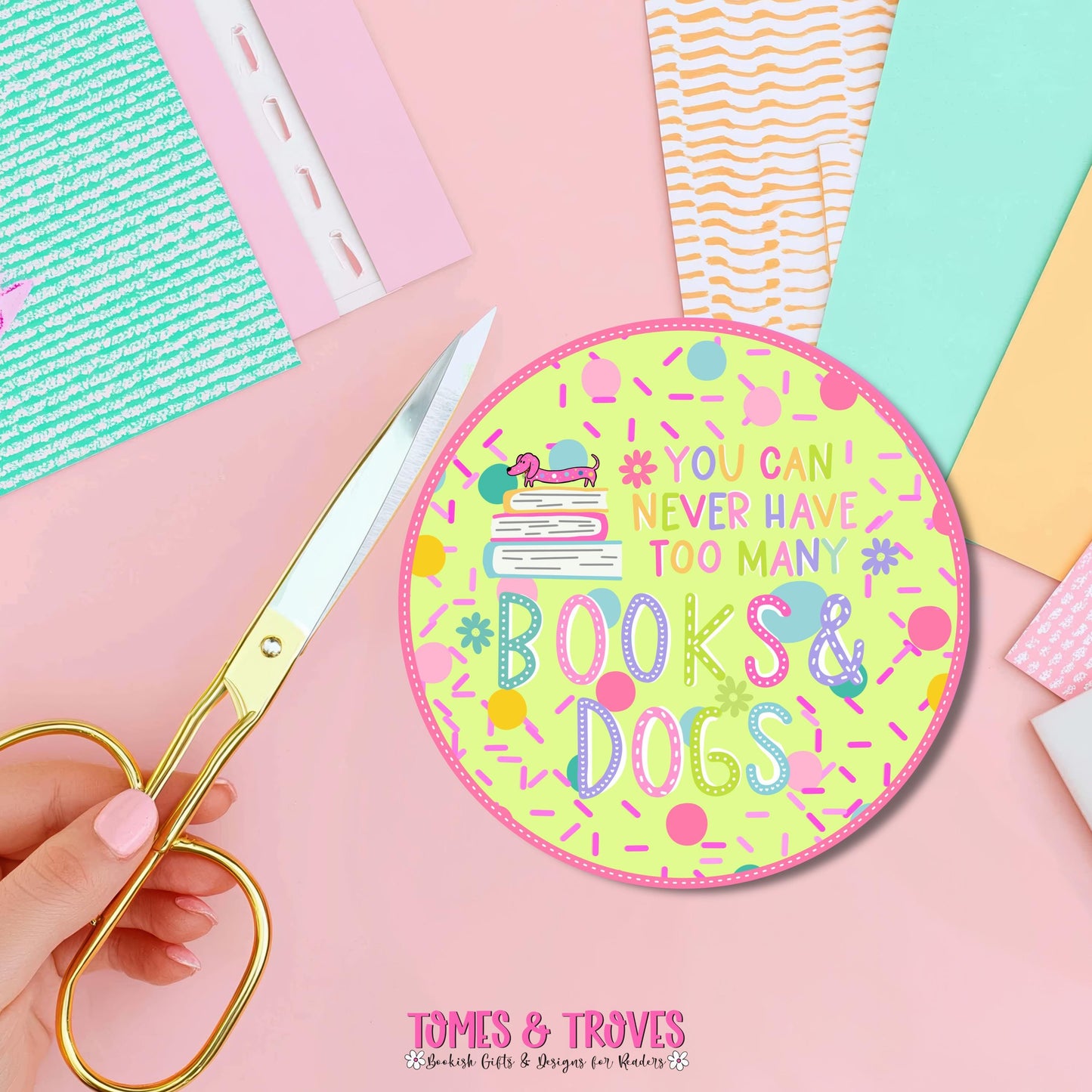 Books and Dogs Sticker | Dachshund, Books, Confetti Vinyl Decal