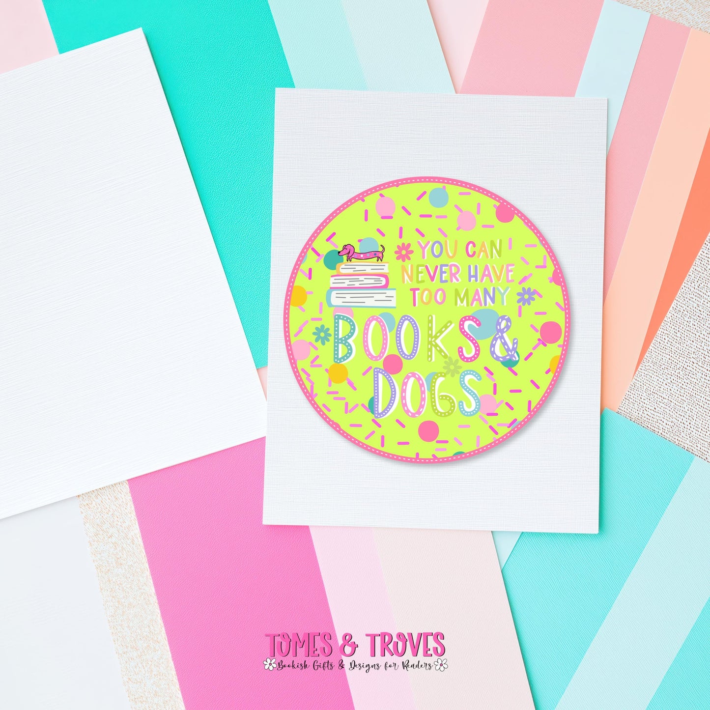 Books and Dogs Sticker | Dachshund, Books, Confetti Vinyl Decal